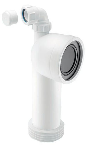 Picture of 4" 90Deg Flexible WC Connector c/w 11/4" Vent Boss 