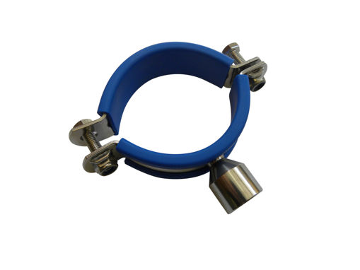 Picture of 204mm Stainless Pipeclip c/w Blue Inset M10 Bossed