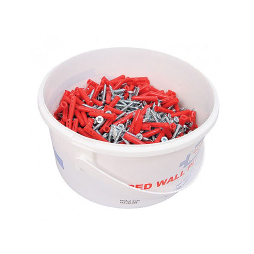 Picture of Fixing Tub - Red Wall Plugs, Wood Screws & Drill Bit