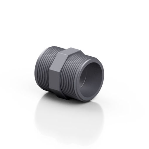 Picture of 1 1/2" PVC Threaded Hex/Nipple NIF