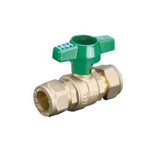 Picture of 22mm Hatts 100TH DZR Compression T-Handle Ball Valve 