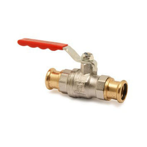 Picture of 15mm Pegler PS500 Brass CP Ball Valve Red Lever Press End