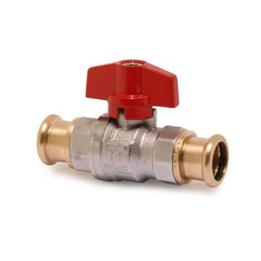 Picture of 15mm Pegler PS500T Brass CP T-Handle Ball Valve Red Handle Press End