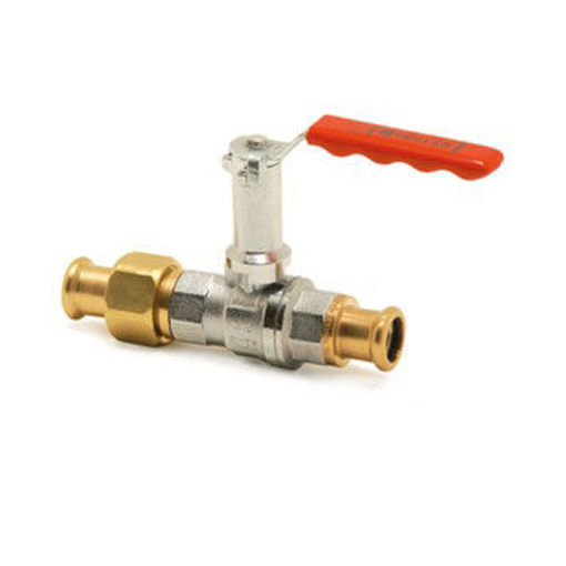 Picture of 15mm Pegler Extended Lever Ball Valve Press x Union Ends PSU500EL