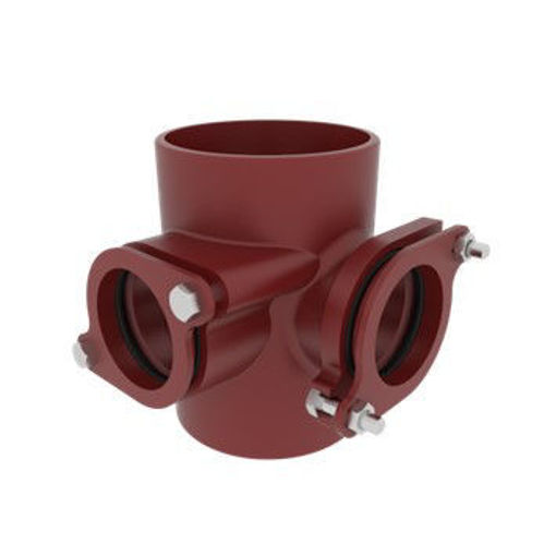 Picture of 100mm Double Boss Pipe Compression Red 90 Deg EF092