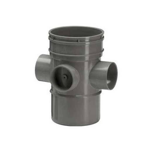 Picture of 110mm 4 Way Boss Pipe Conn Spigot Grey