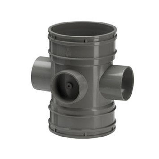 Picture of 110mm 4 Way Boss Pipe Conn Socket Grey