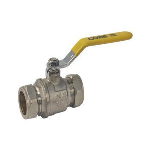 Picture of 22mm CORE800 Comp Ball Valve Yellow Lever EN331 WRAS