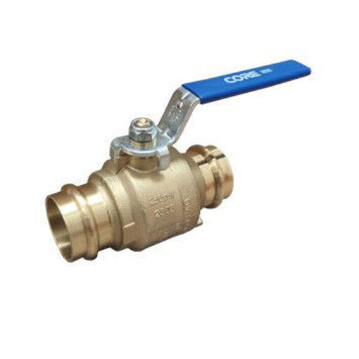 Picture of 42mm CORE171 DZR WRAS Press Fit Ends Ball Valve Blue Lever 55 ('M' Profile only)