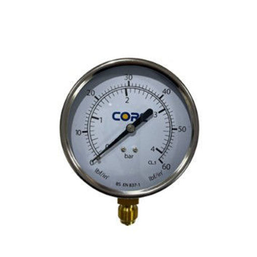 Picture of 100mm Dial 3/8" BSP CORE Bottom Entry Blk&St/St  Pressure Gauge 0-4 Bar