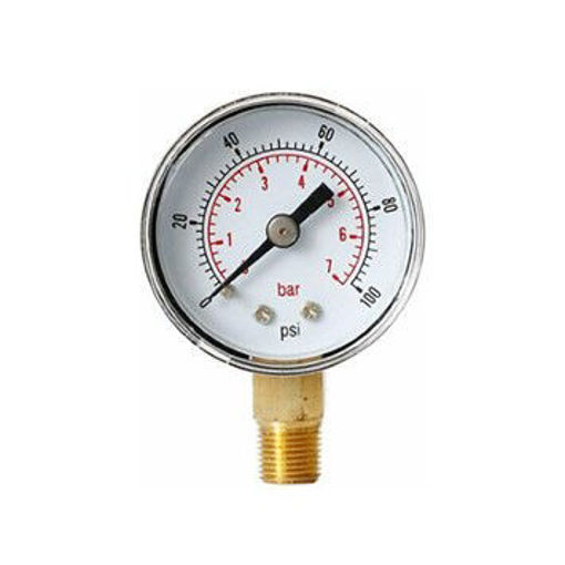 Picture of 4"Dial 3/8" BSP Blk&Chrome Pressure Gauge 0-1 Bar